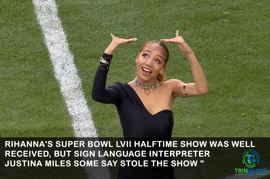 Interpreter Justina Miles performance at the Rihanna's Super Bowl